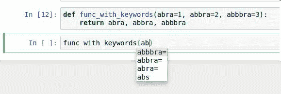 图2-4 Jupyter notebook中自动补全函数关键词